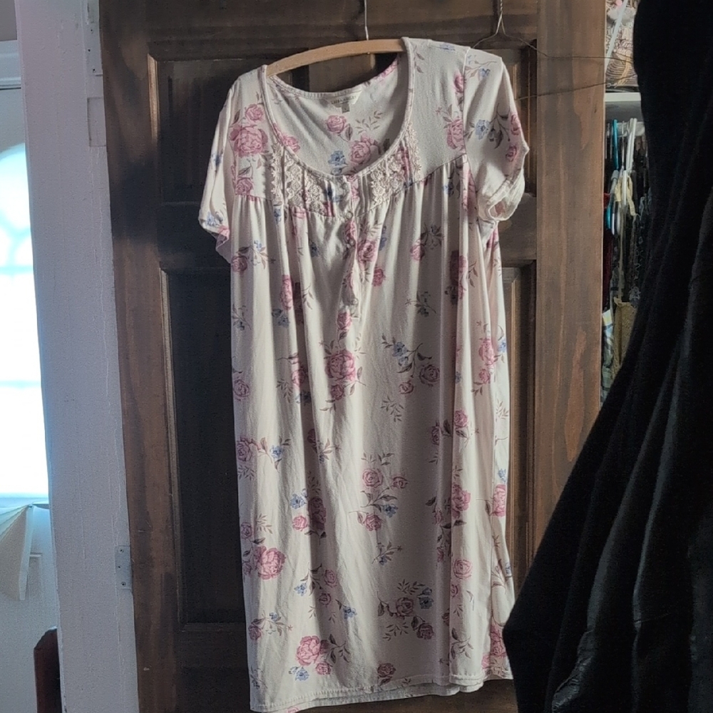 Floral Nightgown with Pink and Blue Flowers